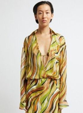 CHRISTOPHER ESBER Folia Silk Bodysuit NWOT Size US 4